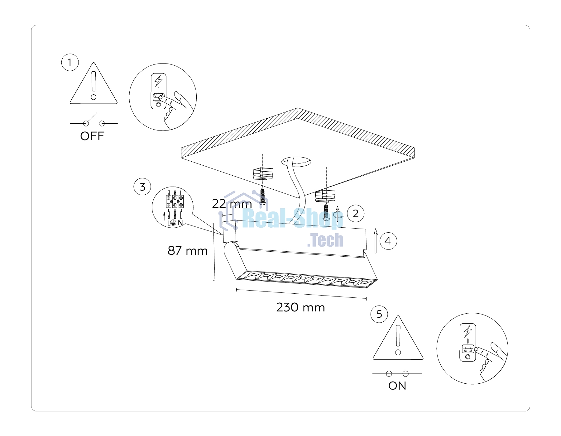 Светильник Ambrella light TA1829 BK черный LED 12W 4200K 230*22*87
