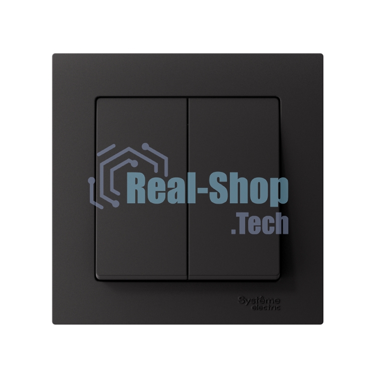 Выключатель 2-кл. СП AtlasDesign 10А IP20 (сх. 5) 10AX в сборе карбон SchE ATN001052
