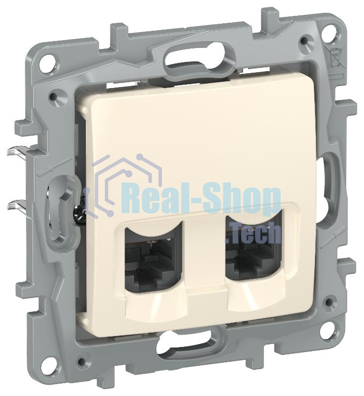Etika Слоновая кость Розетка компьютерная 2-ая RJ45 кат.6 UTP  | 6723541 | IEK