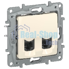 Etika Слоновая кость Розетка компьютерная 2-ая RJ45 кат.6 UTP  | 6723541 | IEK