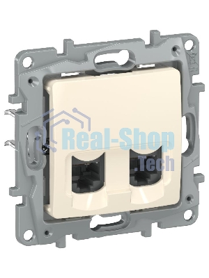 Etika Слоновая кость Розетка компьютерная 2-ая RJ45 кат.6 UTP  | 6723541 | IEK