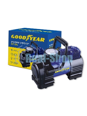 Компрессор GOODYEAR GY000102 GY-35L 35 л/мин Мощность - 168 Вт, Производительность - 35 л/мин, Максимальное токопотребление - 14 А, Максимальное давление - 7 Атм, Длина провода питания: 3 м, Длина воздушного шланга: 1 м. Сумка и набор переходников в комплекте.