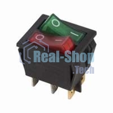 Выключатель клавишный Rexant 250V 15А (6с) ON-OFF красный/зеленый с подсветкой двойной