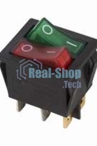 Выключатель клавишный Rexant 250V 15А (6с) ON-OFF красный/зеленый с подсветкой двойной