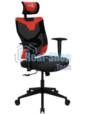 Кресло Aerocool GUARDIAN Champion красный, сетка, 150 кг, подголовник, регулируемые подлокотники, механизм качания, поясничная подушка