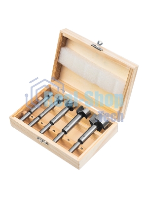 Набор сверл Форстнера по дереву Sparta 10-15-20-25-35 мм, 5 шт, в дерев. боксе, цилин. хвостовик