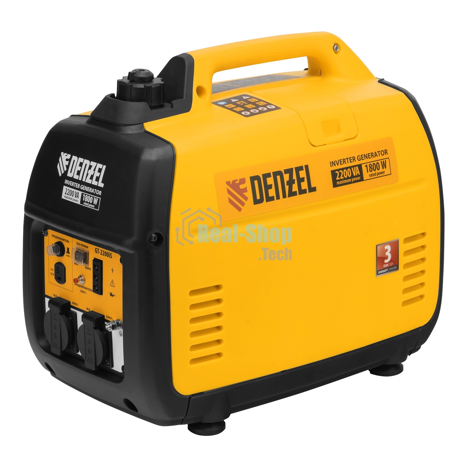 Генератор инверторный Denzel GT-2200iS, 2,2 кВт, 230 В, бак 4 л, закрытый корпус, ручной старт