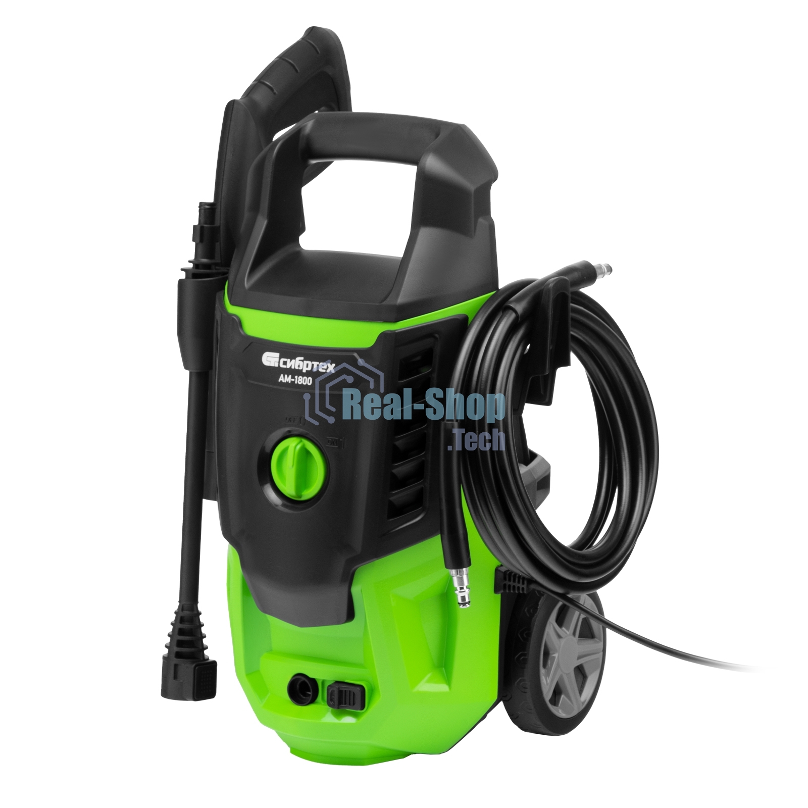 Моечная машина высокого давления Сибртех АМ-1800, 1800 Вт, 140 бар, 350 л/ч, колесная