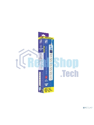Сетевой фильтр PowerCube, PC PRO, 5 м, 6р, белый, 16А, SPL6-16-P-5M