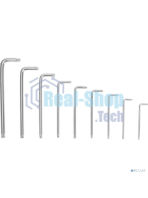 Набор ключей имбусовых Tamper-Torx Kranz 9 шт., ТТ10-ТТ50, закаленные, удлиненные, никель