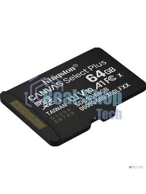 Флеш карта Micro SecureDigital 64Gb Kingston Canvas Select Plus Gen3 100Mb/s A1, без адаптера