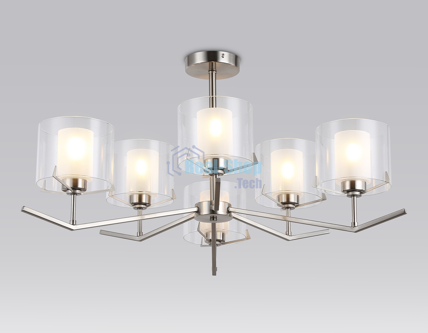 Люстра Ambrella light LH57002/6 SN/FR никель/белый матовый E14/6 max 40W D850*420