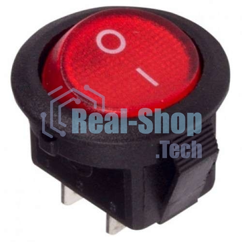 Выключатель клавишный Rexant круглый 250V 3А (2с) ON-OFF красный Micro