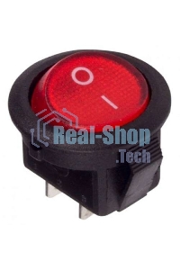 Выключатель клавишный Rexant круглый 250V 3А (2с) ON-OFF красный Micro