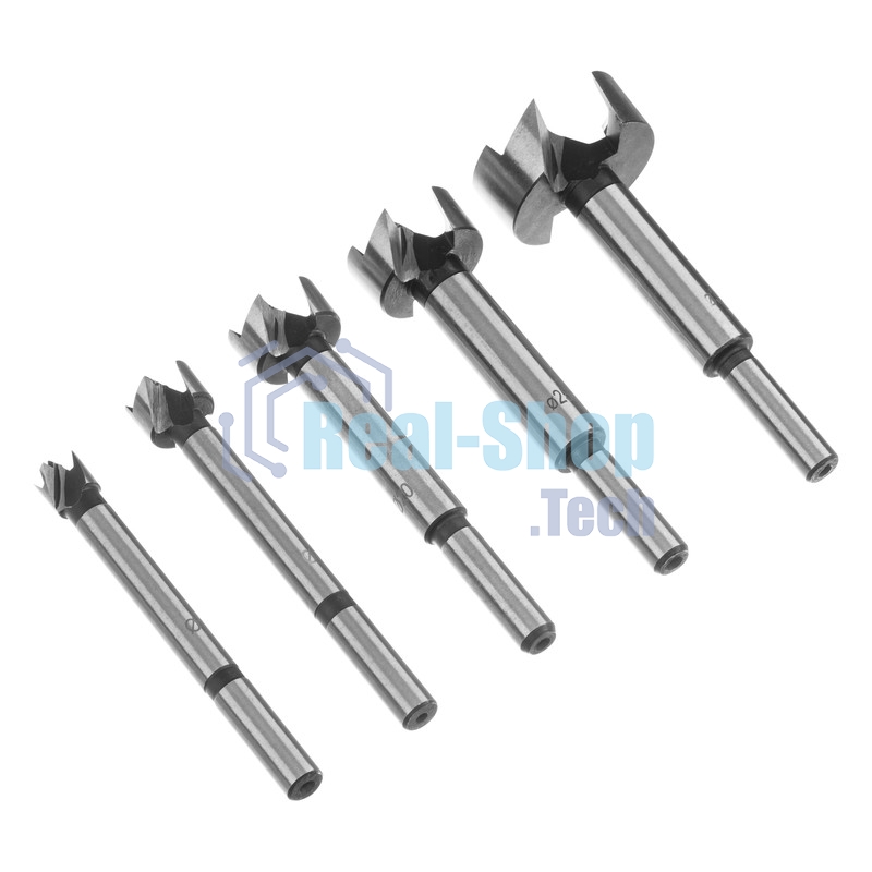 Набор сверл Форстнера по дереву Sparta 10-15-20-25-35 мм, 5 шт, в дерев. боксе, цилин.хвостовик