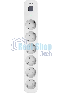 Сетевой фильтр Powercom SP-06W 5,0 м 5.0м (6 розеток) белый/серый (коробка)