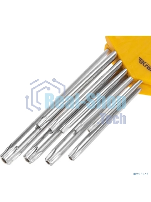Набор ключей имбусовых Tamper-Torx Kranz 9 шт., ТТ10-ТТ50, закаленные, удлиненные, никель