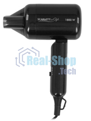 Фен Scarlett SC-HD70IT15 черный, 1800 Вт, компактный, ионизация