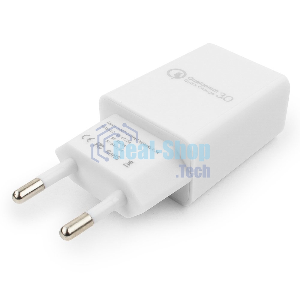 Сетевое зарядное устройство Cablexpert MP3A-PC-16, QC 3.0, 100/220V - 1 USB порт 5/9/12V, белый