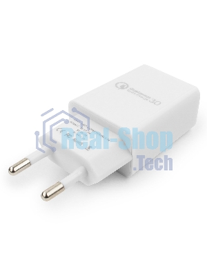 Сетевое зарядное устройство Cablexpert MP3A-PC-16, QC 3.0, 100/220V - 1 USB порт 5/9/12V, белый