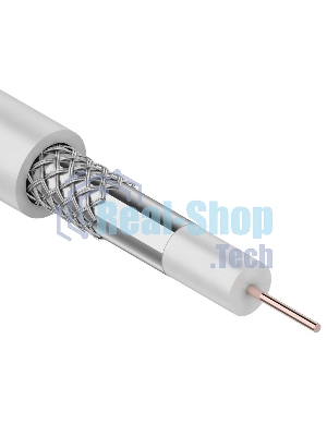 Кабель коаксиальный Rexant 3С-2V, 75 Ом, CCS/Al/Al, 48%, бухта 100 м, белый