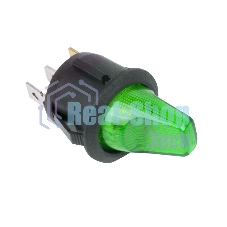 Выключатель клавишный Rexant круглый 12V 16А (3с) ON-OFF зеленый с подсветкой