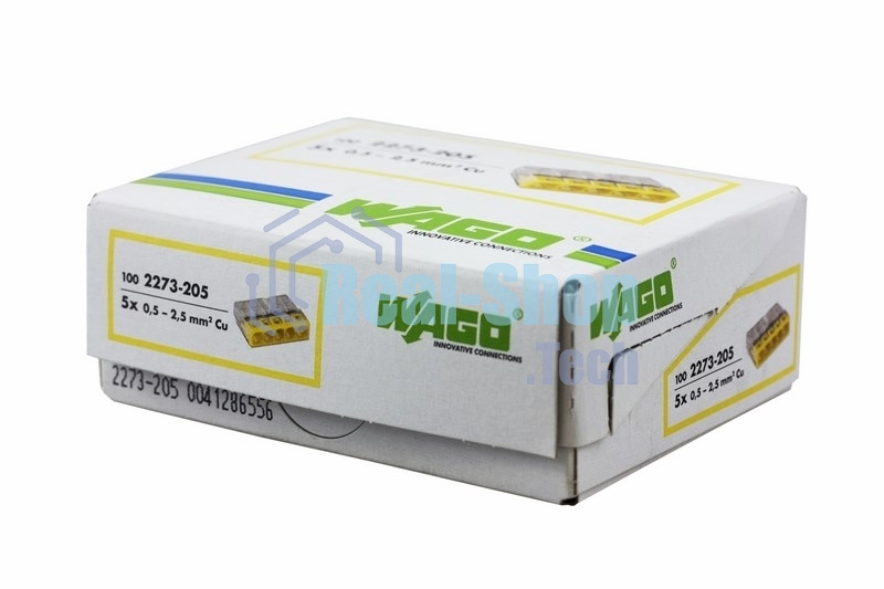 Клемма 5х(0.5-2.5мм) 5-х проводн. для распред. короб. (без п) WAGO 2273-205