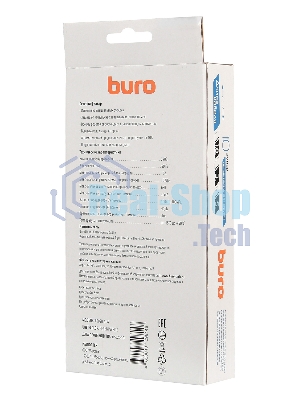 Сетевой фильтр Buro 800SH-5-W 5 м, 8 розеток, белый, коробка