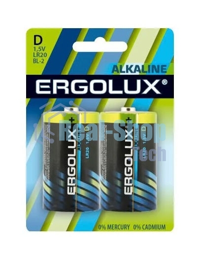 Элемент питания алкалиновый Ergolux LR20 BL-2 LR20 BL-2 1.5В Alkaline (блист.2шт)