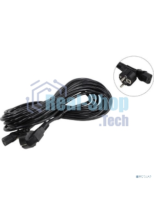 Кабель питания ExeGate Power PC-10P (Евровилка угловая Schuko->С13) VDE-250V-3*1.0-CU, 10A, 10м