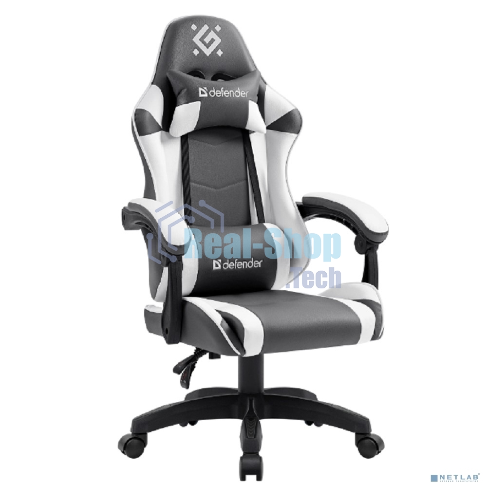 Кресло игровое Defender Fortune серый/белый, класс 4, PU