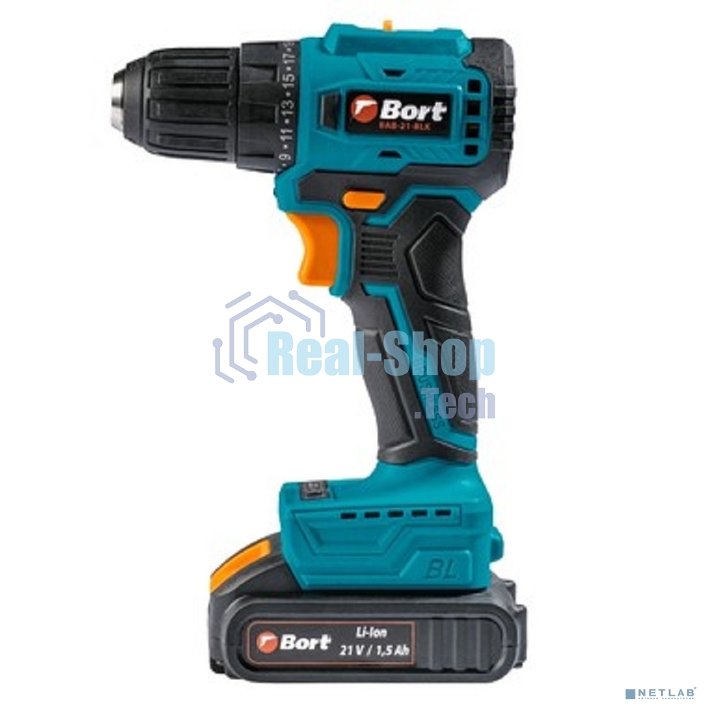 Дрель-шуруповерт Bort BAB-21-BLK, Аккумуляторная, 21В, 2 АКБ, Кейс