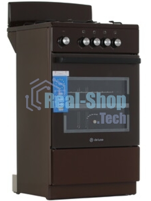 Плита газовая De Luxe 5040.48Г (Щ) 014 коричневый, конфорок 4 шт, духовка 46 л, 50 см x 85 см x 50 см
