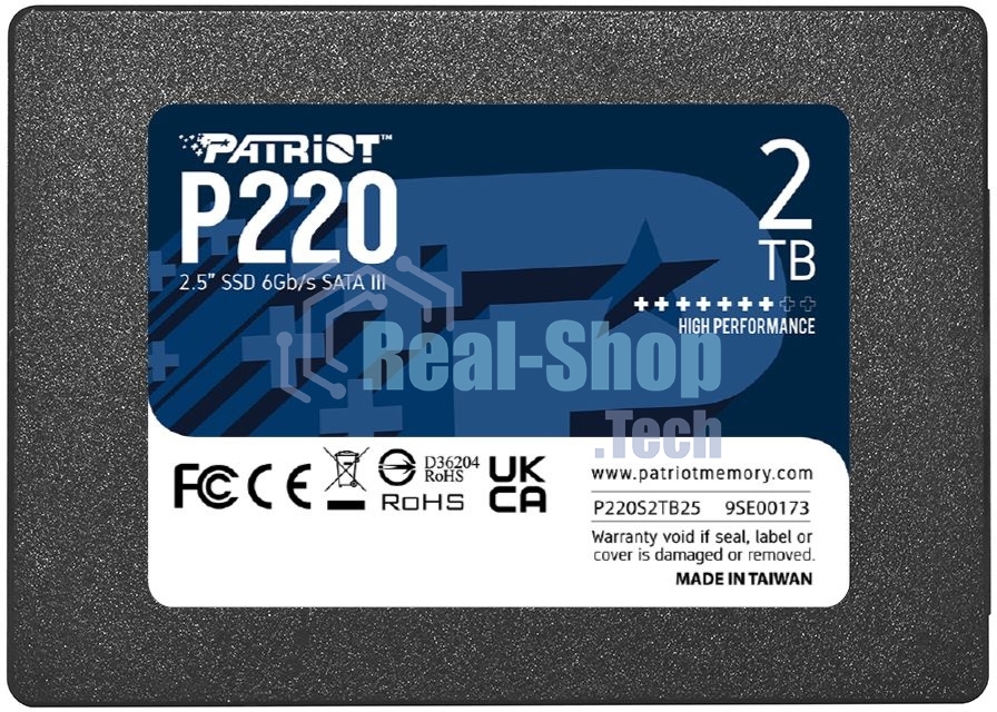 Накопитель SSD Patriot P220, 2Tb, SATA III, 2.5