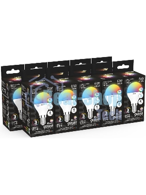 Лампа светодиодная Шар Gauss 6W E14 RGbW+димирование LED