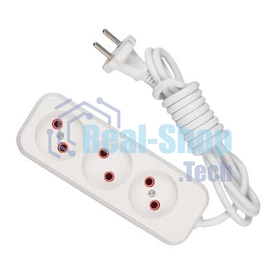 Удлинитель 3х2 м без заземл. 10А IP20 Lezard 720-0302-303