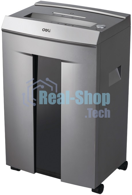 Шредер Deli 9906 серый с автоподачей (секр.P-5)/фрагменты/16лист./30лтр./скрепки/скобы/пл.карты/CD