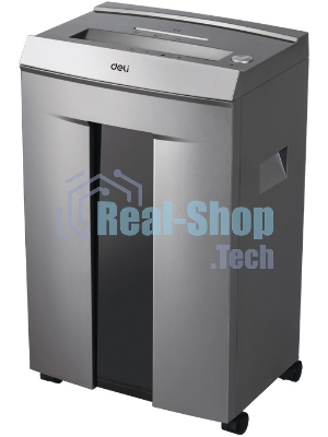 Шредер Deli 9906 серый с автоподачей (секр.P-5)/фрагменты/16лист./30лтр./скрепки/скобы/пл.карты/CD