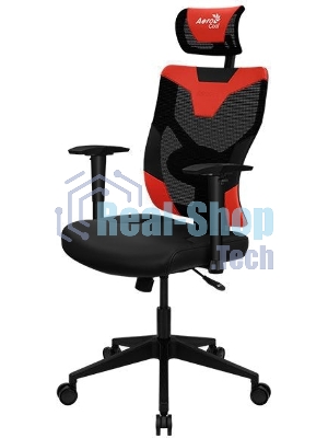 Кресло Aerocool GUARDIAN Champion красный, сетка, 150 кг, подголовник, регулируемые подлокотники, механизм качания, поясничная подушка