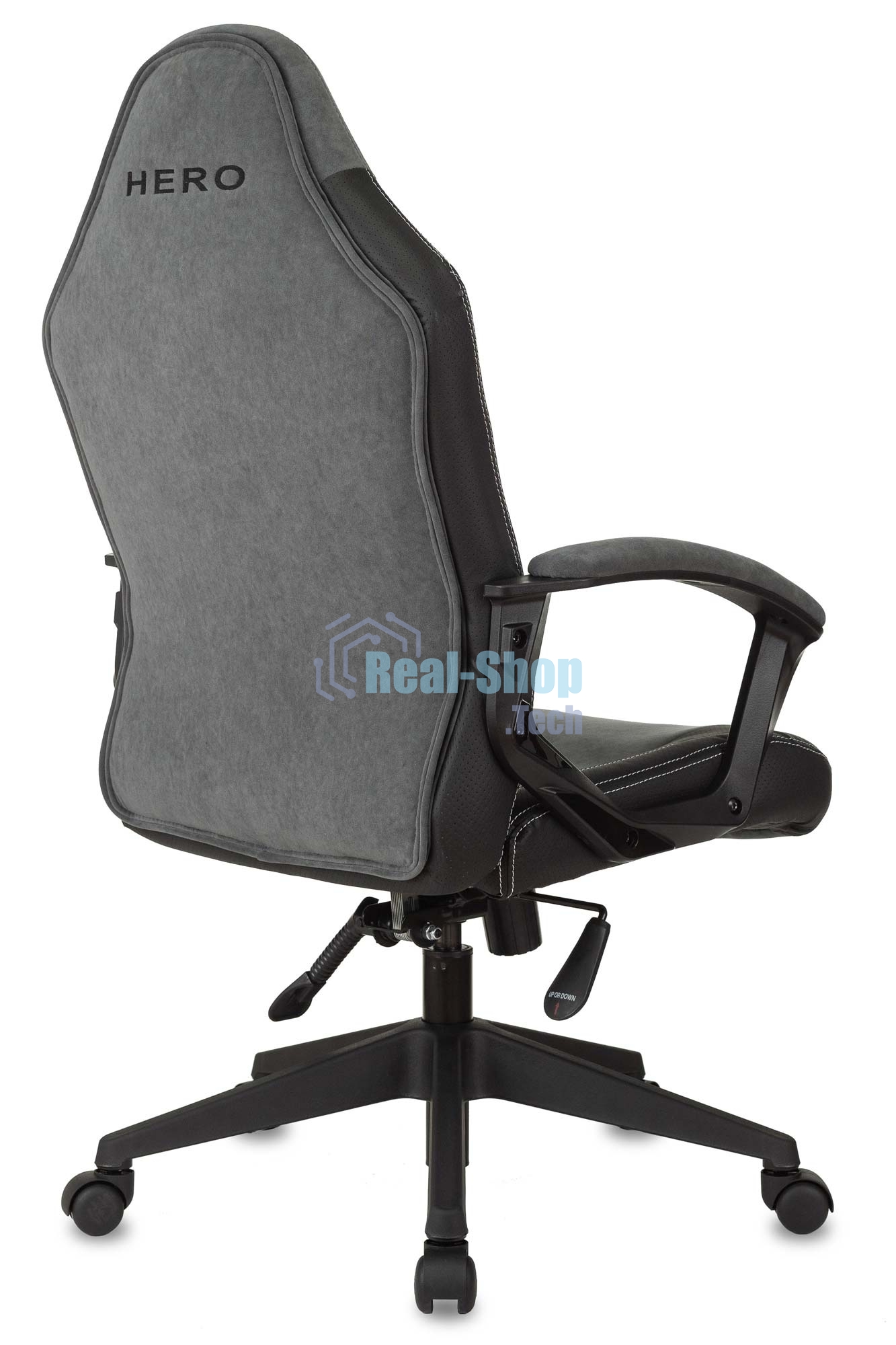 Кресло игровое Бюрократ Zombie Hero серый текстиль/эко.кожа крестов. пластик