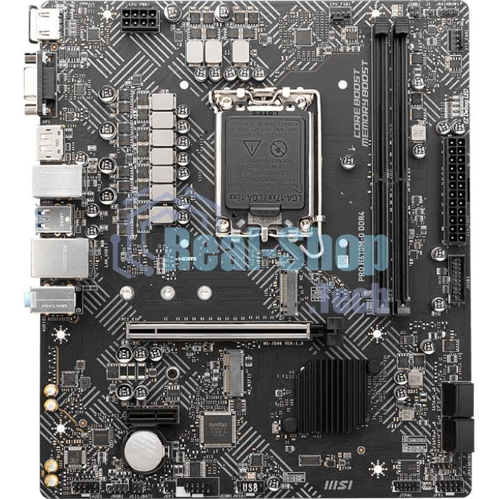 Материнская плата MSI PRO H610M-G, LGA 1700, Intel H610, 2xDDR5, 4xSATA, 1xM.2, 1xPCIe 4.0 x16, 1xPCIe 3.0 x1, 1xHDMI, 1xDP, 1xVGA, 1xRJ45 1Gb, 2xUSB-A 3.2 Gen 1, 4xUSB-A 2.0, 3x3.5мм, 7.1, mATX