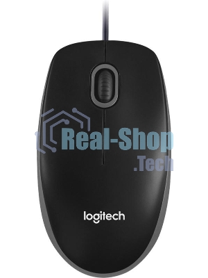 Мышь проводная Logitech B100 черный, 1000 dpi, USB, кнопки - 3
