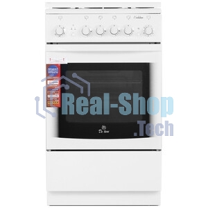 Плита газовая De Luxe 506040.03Г (КР) ЧР белый, конфорок 4 газовых, духовка 54 л, 50 см x 85 см x 60 см