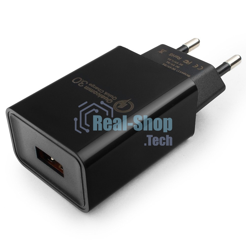 Сетевое зарядное устройство Cablexpert MP3A-PC-17, QC 3.0, 100/220V - 1 USB порт 5/9/12V, черный