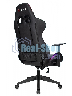 Кресло ZOMBIE GAME RGB черный, экокожа, 120 кг, подголовник, механизм качания