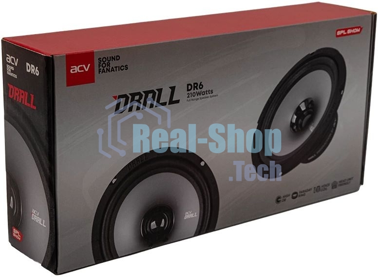 Колонки автомобильные ACV DRALL DR6 (без решетки) 210Вт 96дБ 3Ом 16см (6.5дюйм) (ком.:2кол.) широкополосные однополосные
