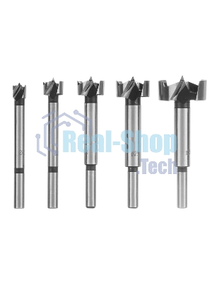 Набор сверл Форстнера по дереву Sparta 10-15-20-25-35 мм, 5 шт, в дерев. боксе, цилин. хвостовик