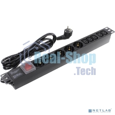 Блок розеток горизонтальный ExeGate ServerPro PDU-19H009 Al-5C135S-EU2.5-SW, 19