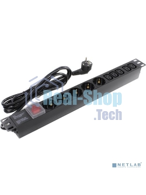 Блок розеток горизонтальный ExeGate ServerPro PDU-19H009 Al-5C135S-EU2.5-SW, 19
