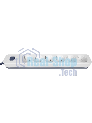 Сетевой фильтр Powercom SP-06W 5,0 м 5.0м, 6 розеток, белый/серый, коробка